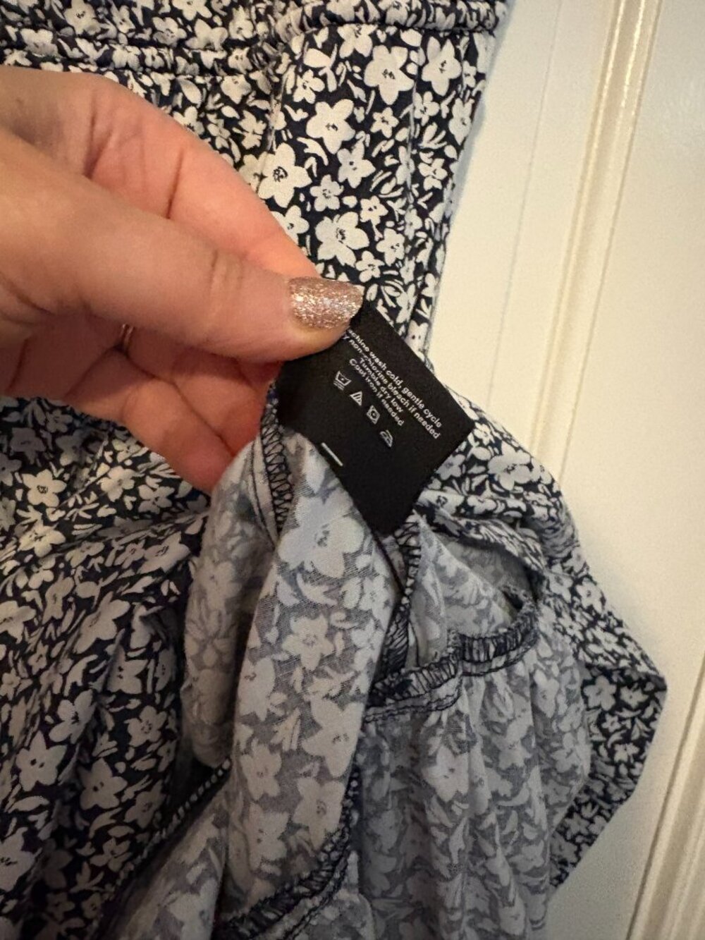 Summersalt Coastal Poplin Ruffle-Neck Midi Dress Navy Floral - S - Picture 5 of 9
